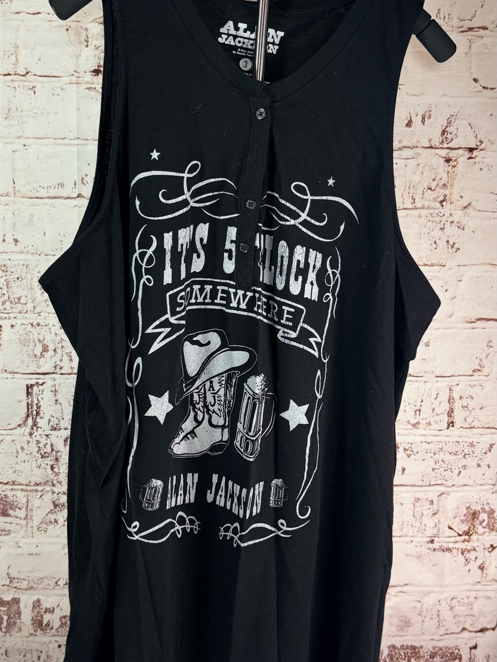 JACKSON Black Tank with White Western Graphic